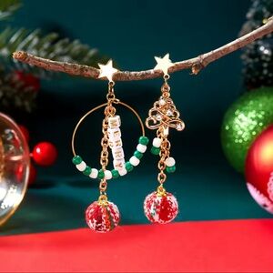 Festive Gold and Red Earrings